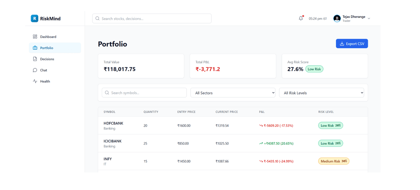 RiskMind preview
